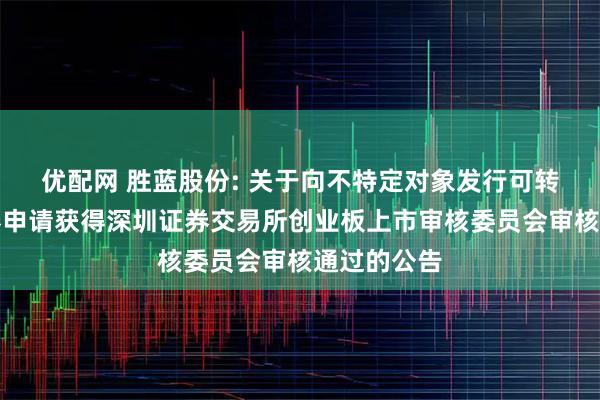 优配网 胜蓝股份: 关于向不特定对象发行可转换公司债券申请获得深圳证券交易所创业板上市审核委员会审核通过的公告