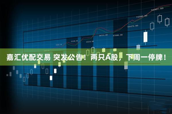 嘉汇优配交易 突发公告！两只A股，下周一停牌！